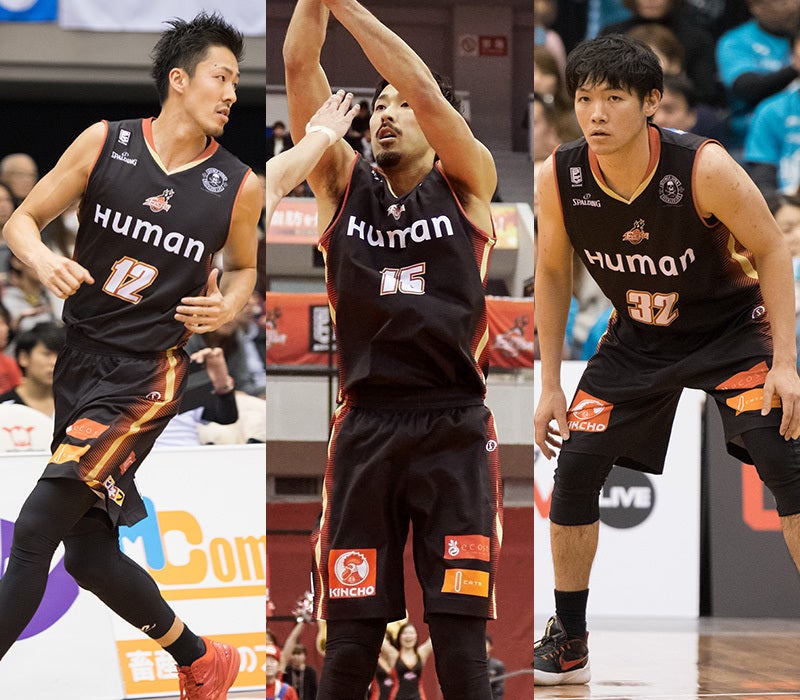 #12.寒竹 隼人選手＆#15.根来 新之助選手＆#32.安部 潤選手のベテラントリオ